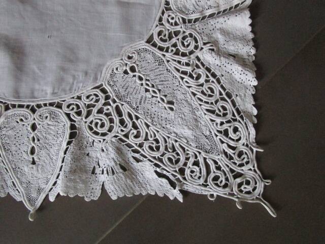 Antique embroidered table centerpiece/placemat 58 cm x 58 cm
