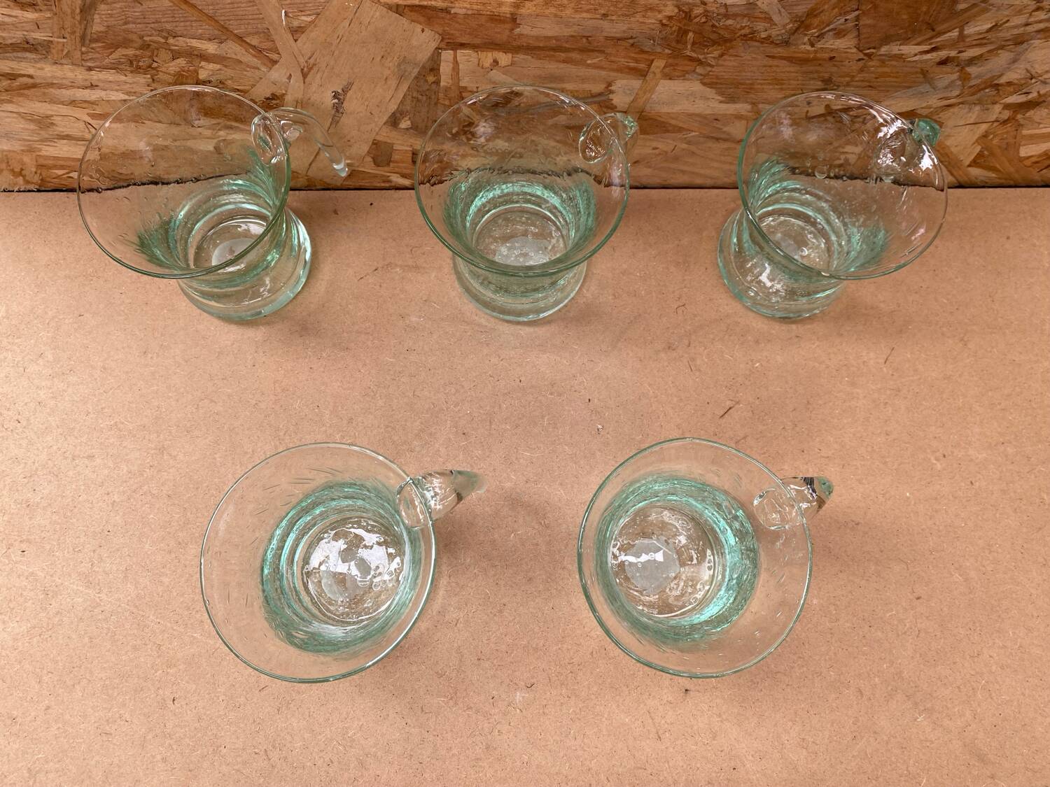 Series 5 old punch sangria glasses médicis vintage bubble blown glass