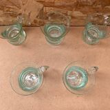 Series 5 old punch sangria glasses médicis vintage bubble blown glass