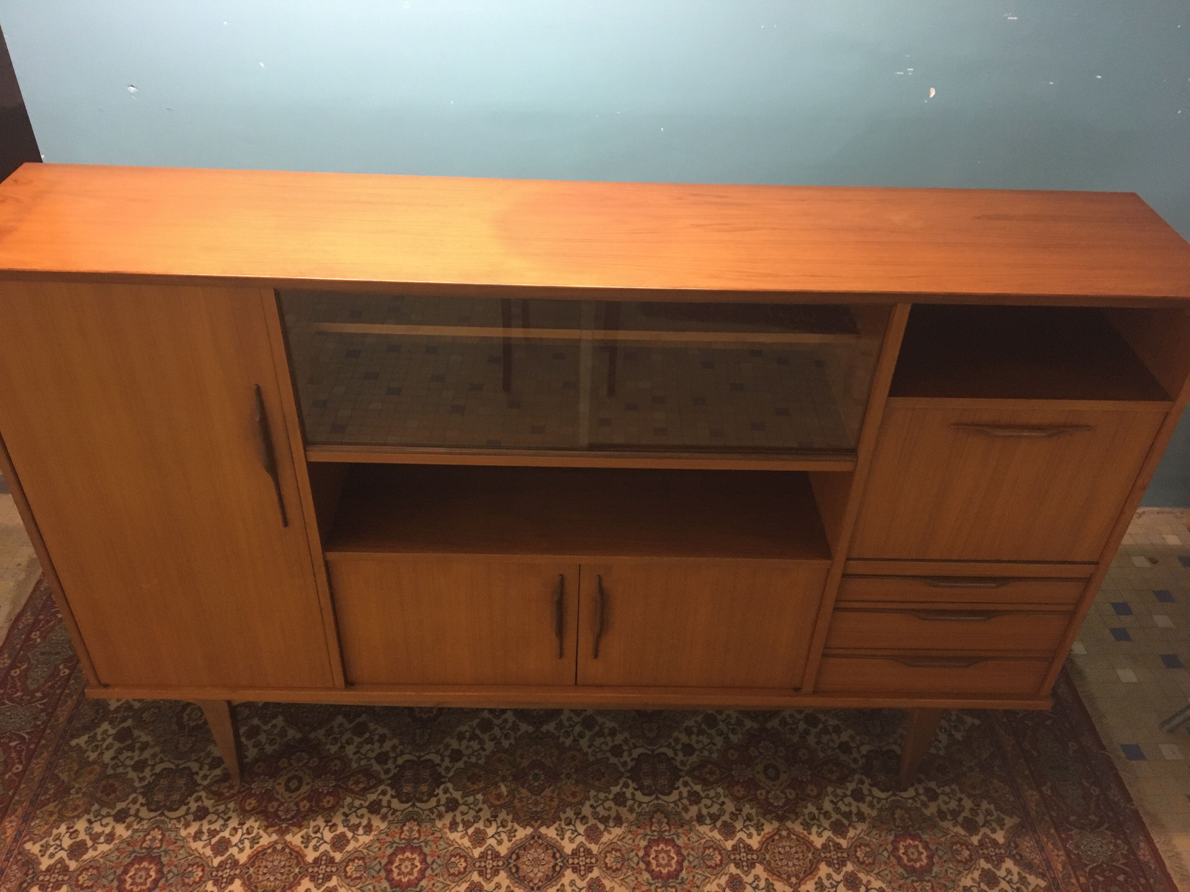 High teak and walnut sideboard 1960