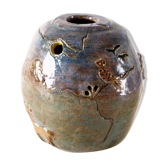 Terracotta photophore scenette owl in the moonlight