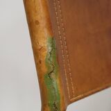 Set of 4 vintage leather and chrome metal chairs, 1970