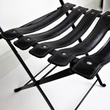 2 chaises pliantes cuir et métal - Paquebot France 1960