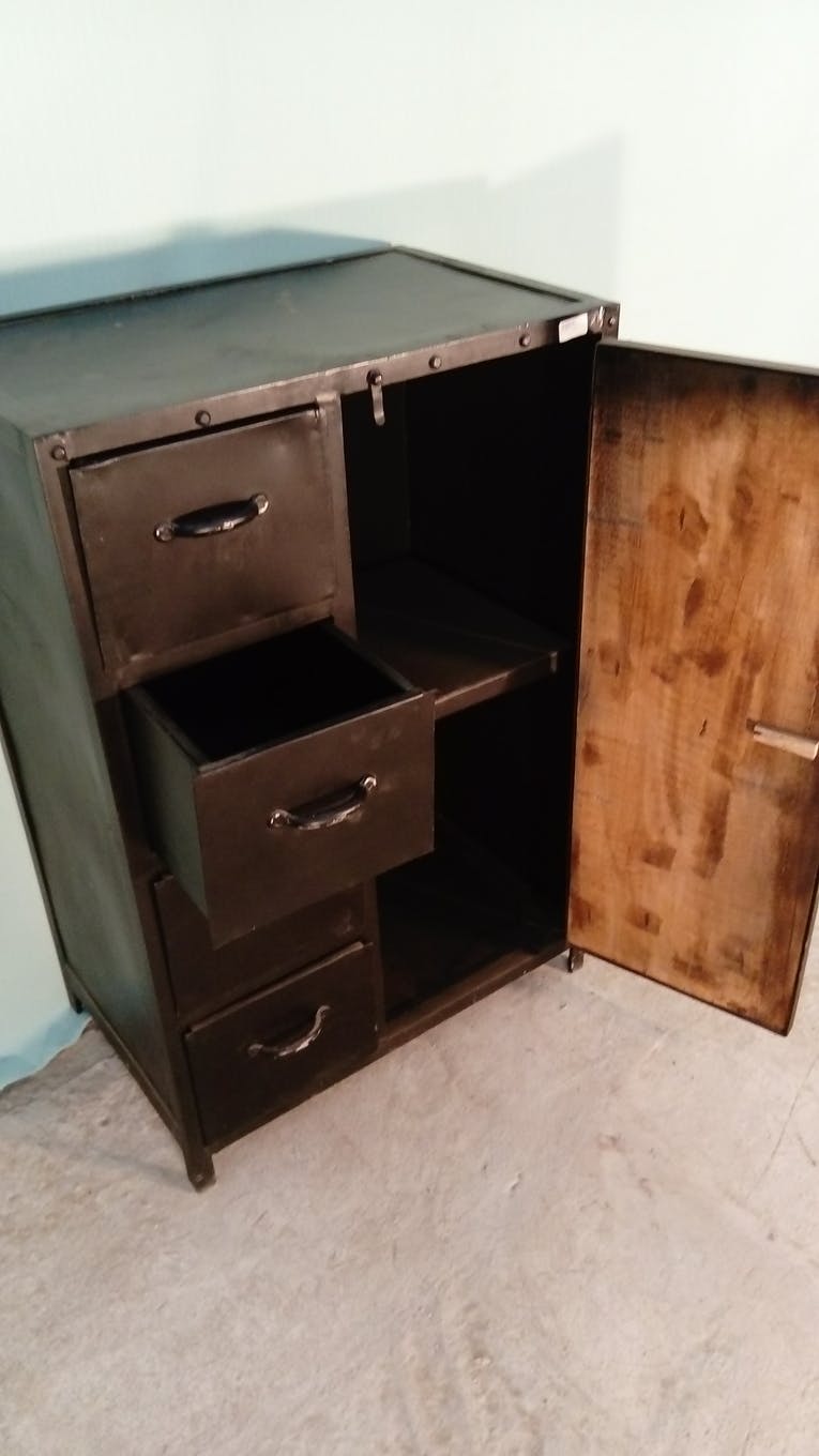 Meuble d'atelier métal et bois