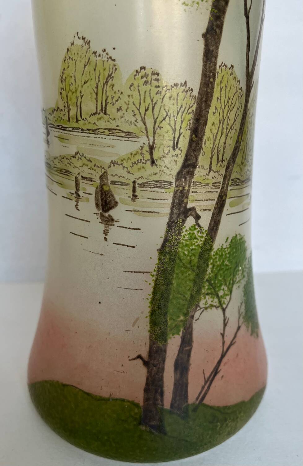 Legras painted frosted glass vase
