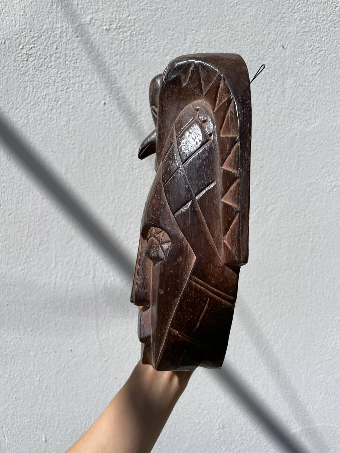 Minimalist wooden bird mask