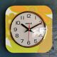 Vintage silent wall pendulum clock from the 60s square "Kiulé flowers"