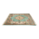 French Green Wool and Floral Rug in the style of Aubusson, 20th Century