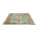 French Green Wool and Floral Rug in the style of Aubusson, 20th Century