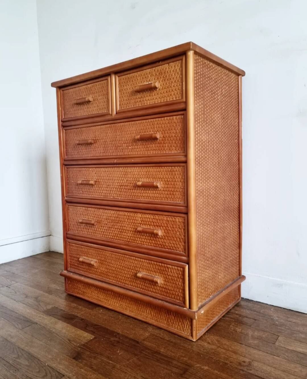 Woven Wicker Chest of Drawers