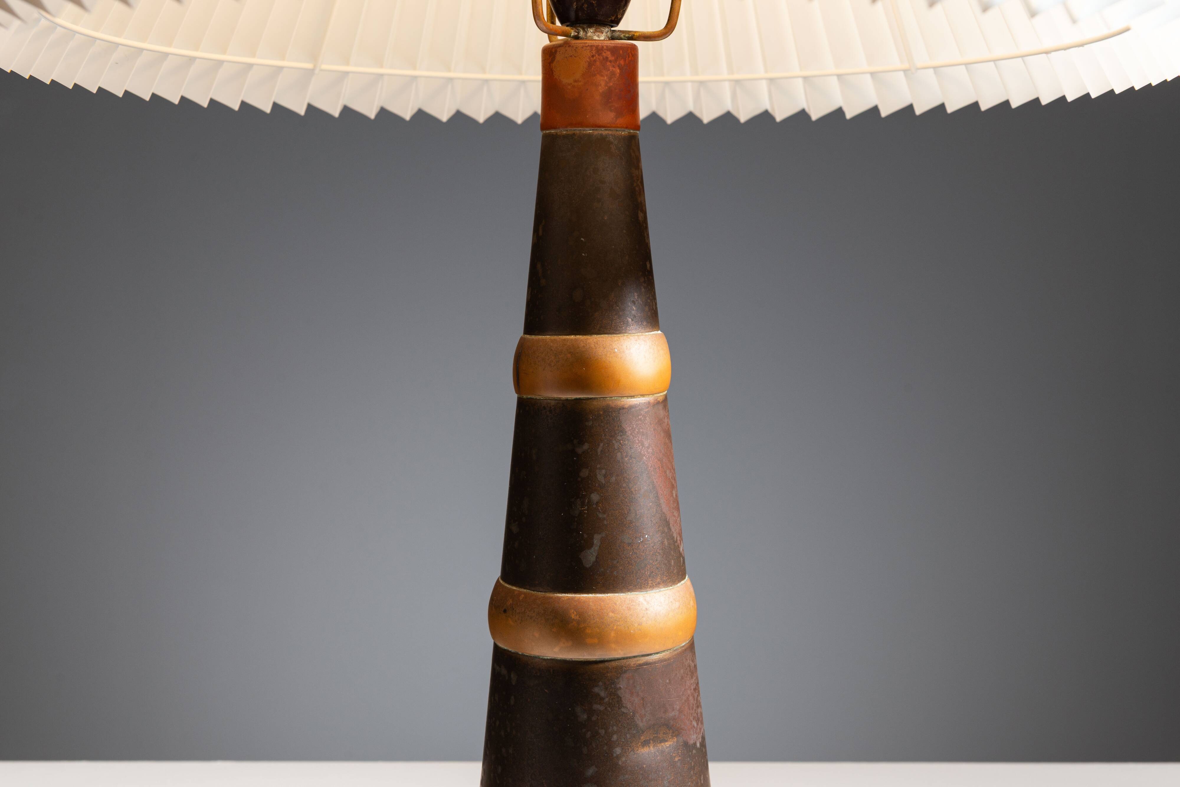 Scandinavian tapered copper and brass table lamp