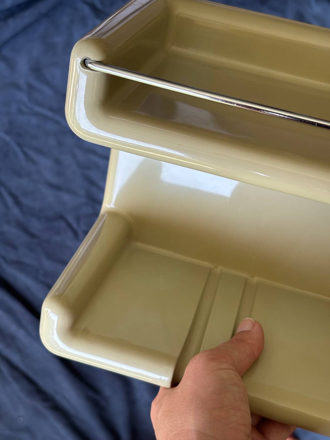 Space Age beige plastic wall shelf