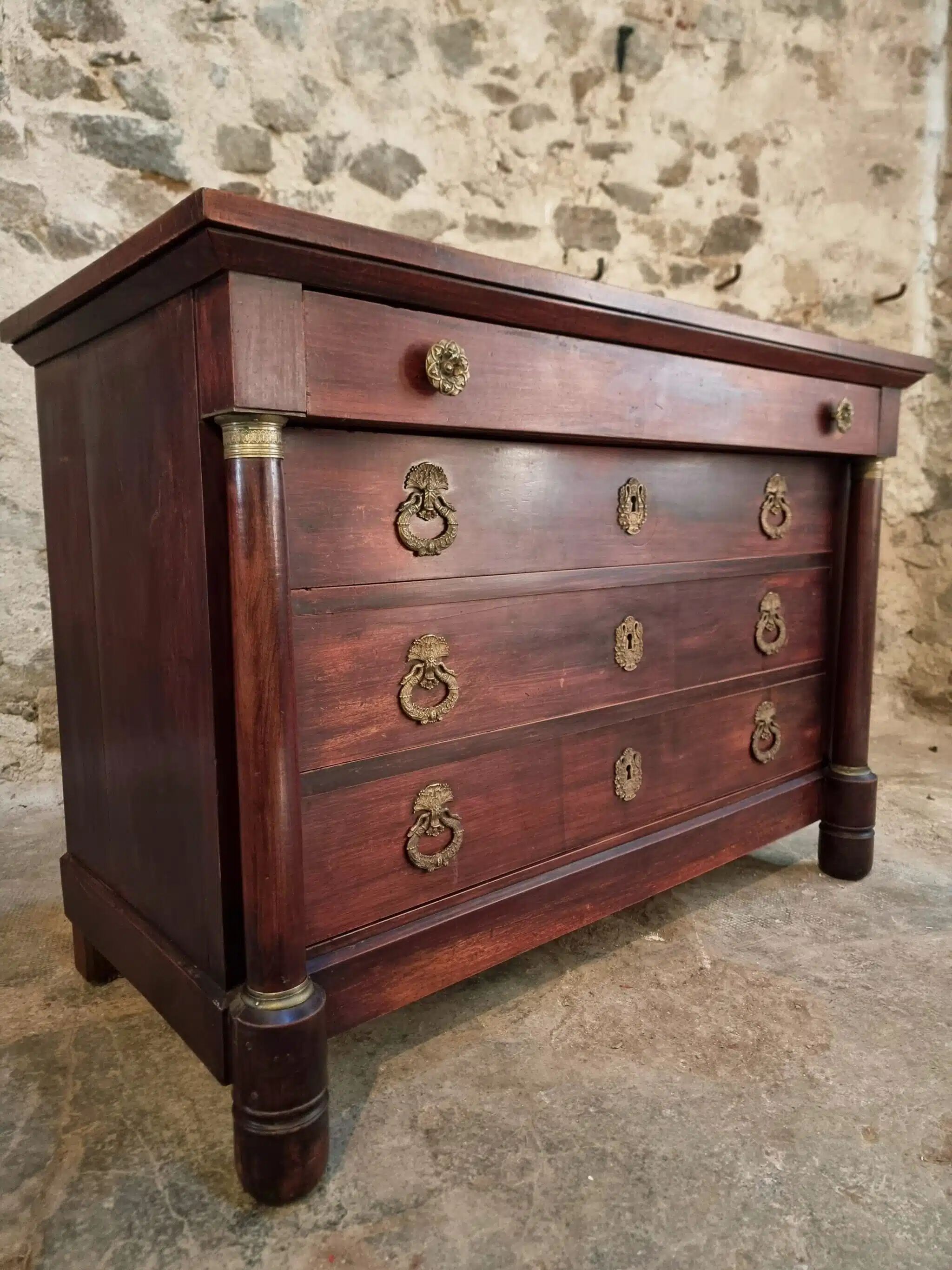 Commode Empire française ancienne en acajou