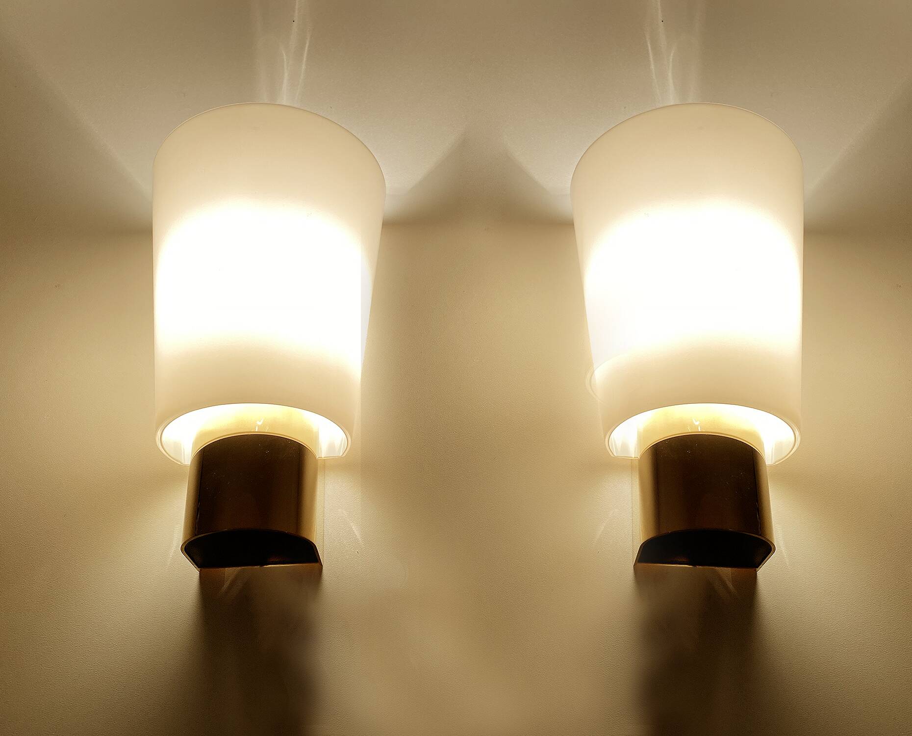 Set of 3 Vintage Limburg Wall Lights Gilded with fine gold, Glass