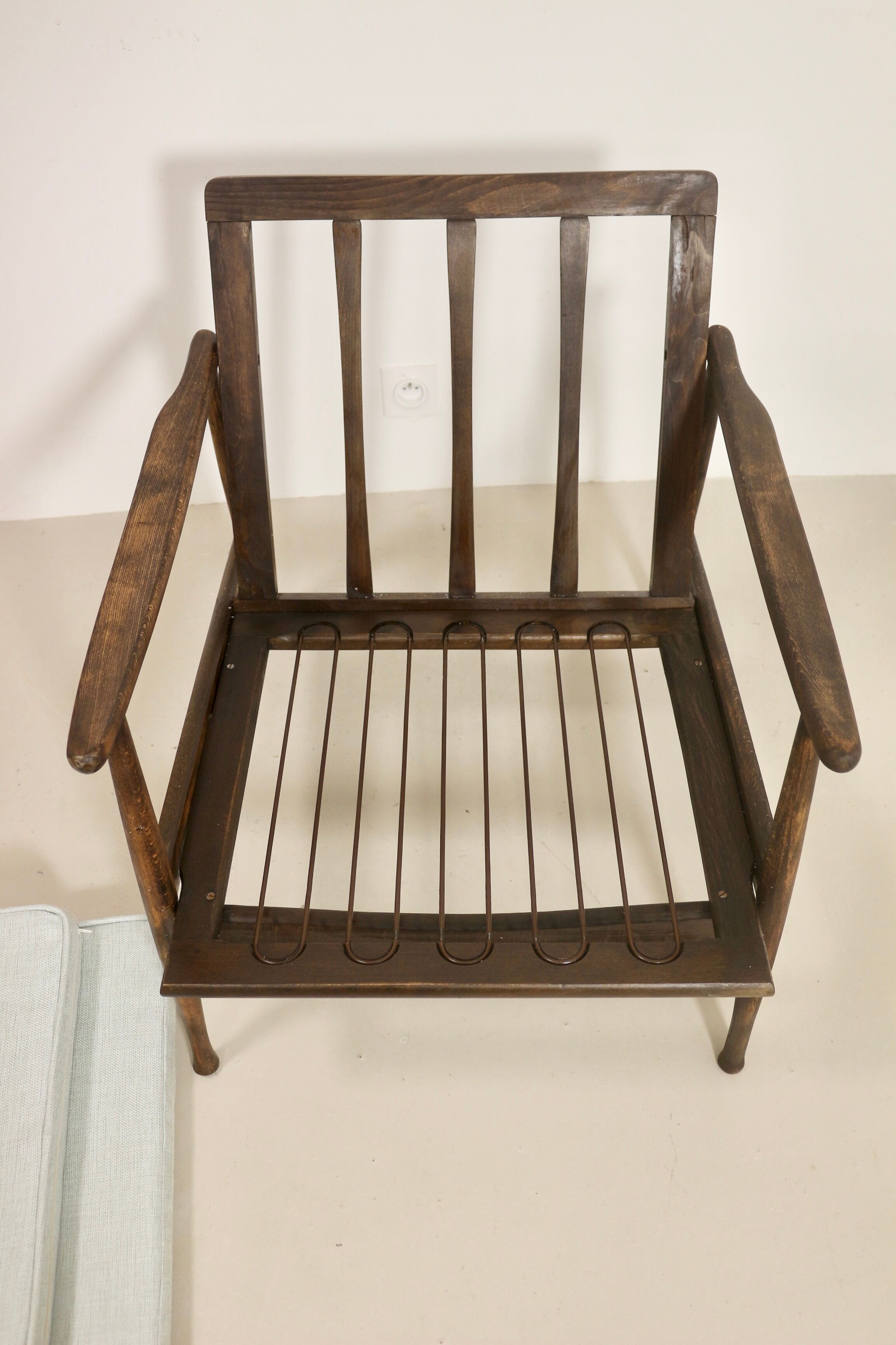 Scandinavian armchair 1960 curved armrests