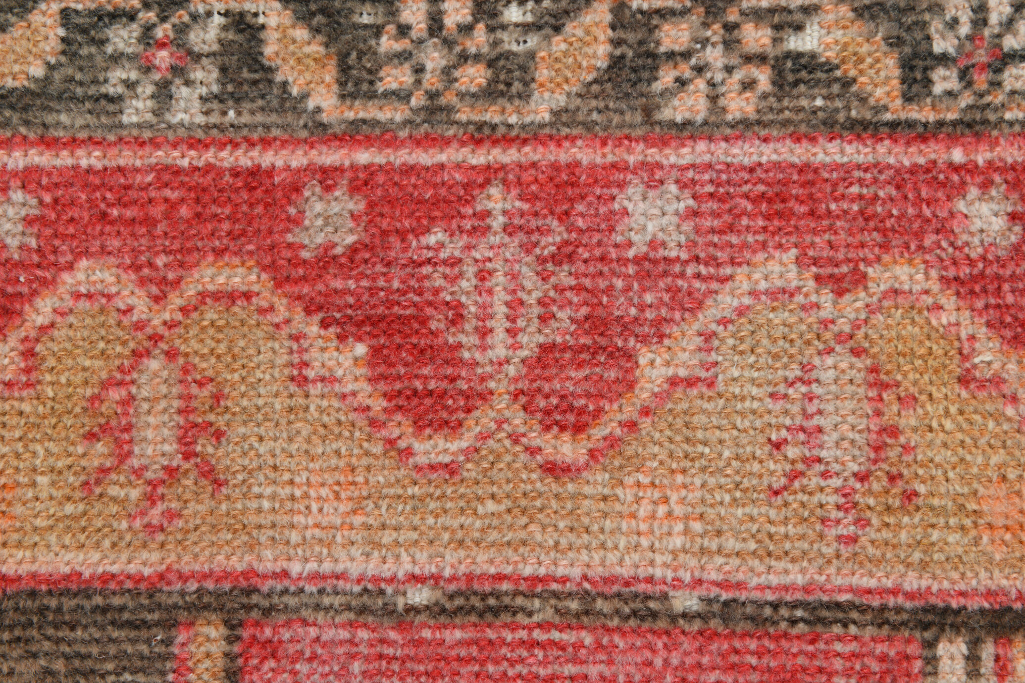4x10 red & beige wool vintage rug 140x301cm