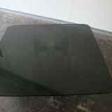 Table basse en verre fumé et chrome 1970