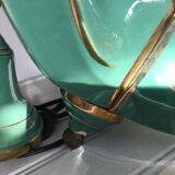 Chandelier with 4 arms in celadon green ceramic.