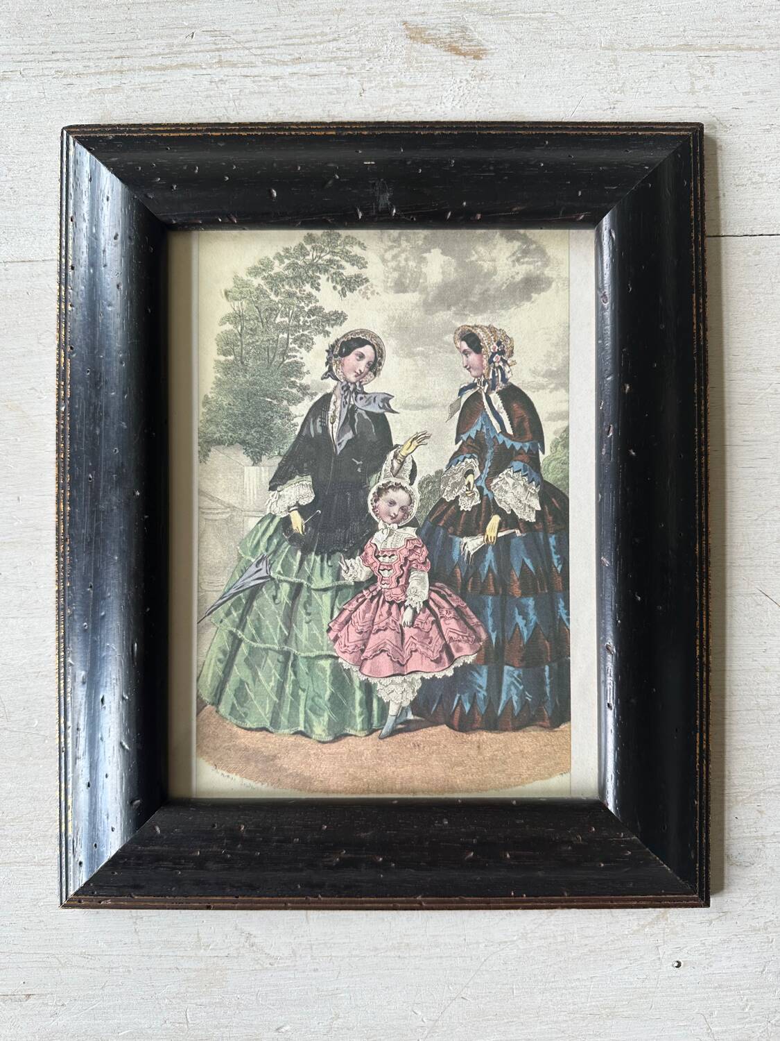 Old illustration in old black and gold frame