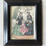 Old illustration in old black and gold frame