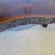 Tripod coffee table - solid okoumé wood - organic shape - brutalist style