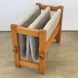 Magazine holders in wood and fabric buckles, 1970