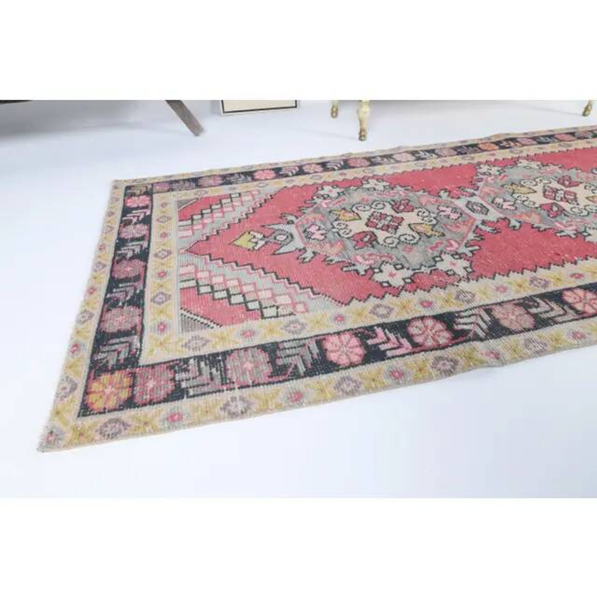 Tapis couloir turc noué à la main des années 1970 99x288