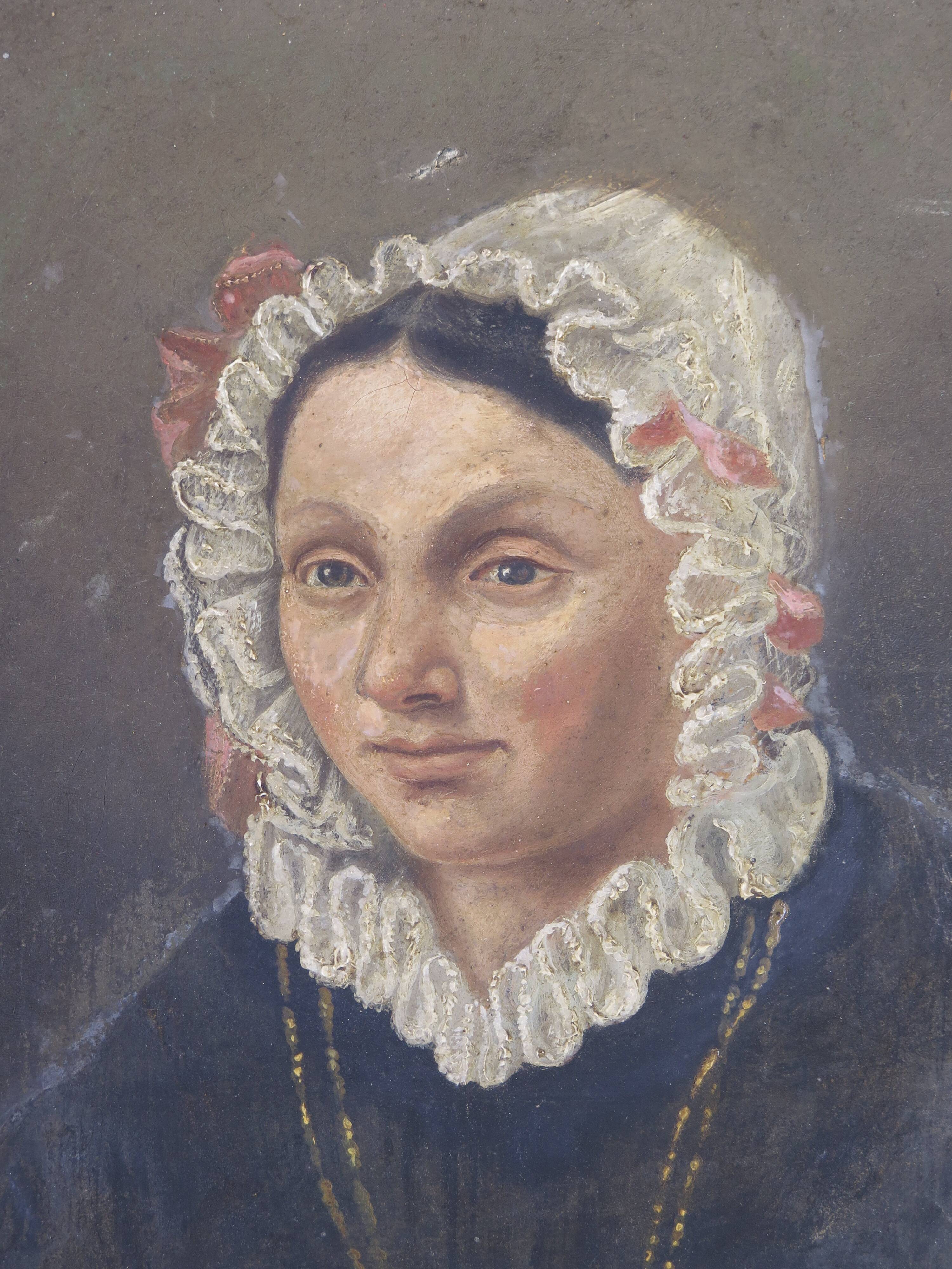 Antique 19th Century Portrait of a Woman French Flemish School Oil Painting