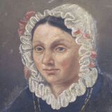 Antique 19th Century Portrait of a Woman French Flemish School Oil Painting