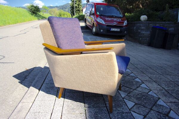 Fauteuil vintage italien accoudoir bomrang