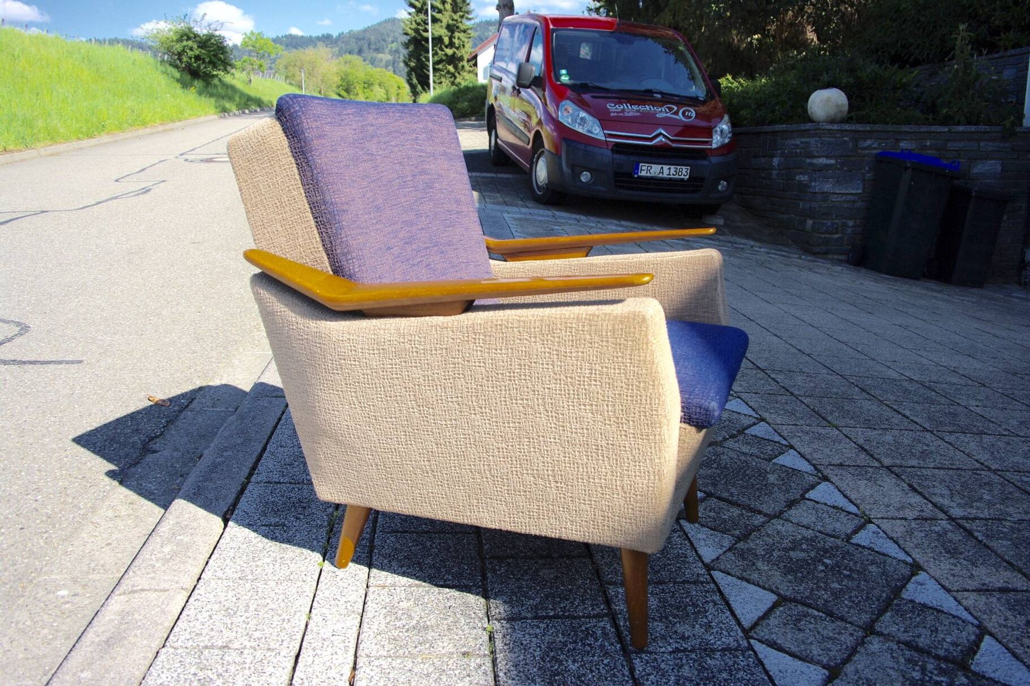 Fauteuil vintage italien accoudoir bomrang