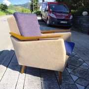 Fauteuil vintage italien accoudoir bomrang