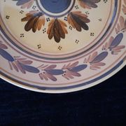 Ancienne Assiette HB Quimper Céramique Décor Géométrique Floral Brun Jaune