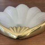 Paire d’appliques vintage en verre dépoli et laiton