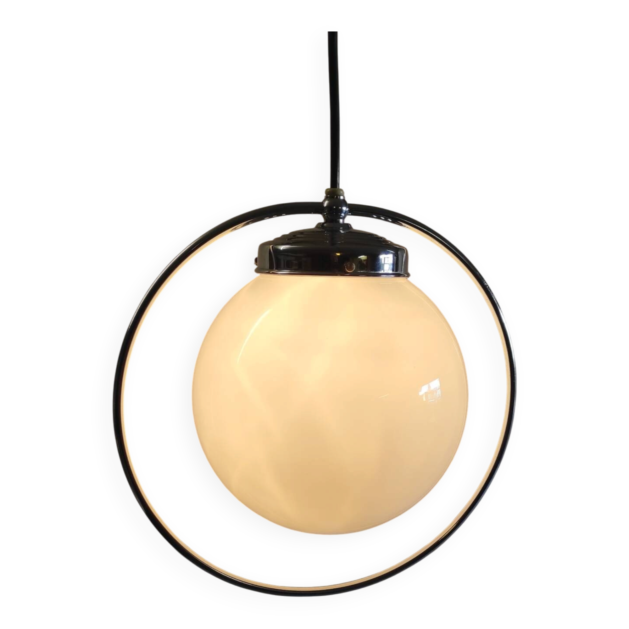Art Deco opaline globe pendant - mid 20th century