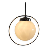 Suspension style Art-déco globe opaline - mid. XXeme