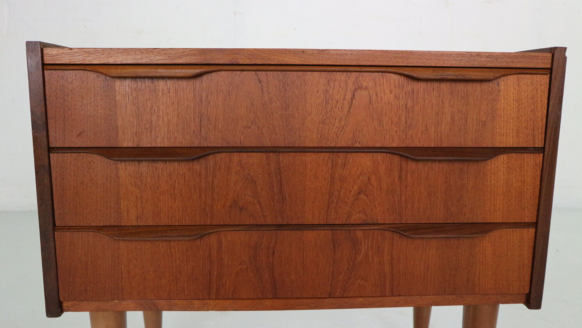 Scandinavian modern teak chest of drawers, small cabinet 1960 denmark