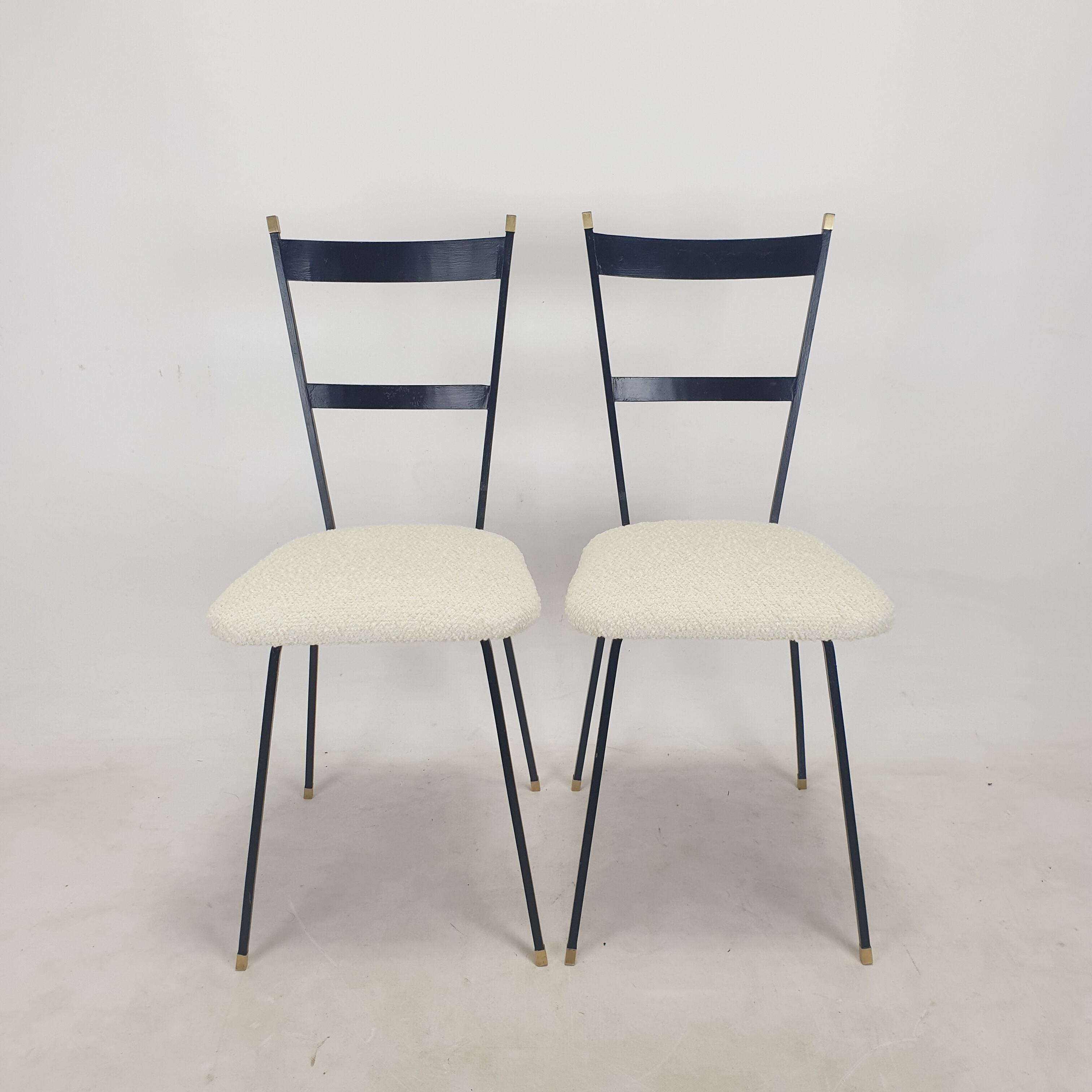 Set of 2 Italian Metal and Brass Chairs, 1960's