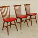 Lot de 3 chaises bois et skaï rougeTacoma par Baumann 1960