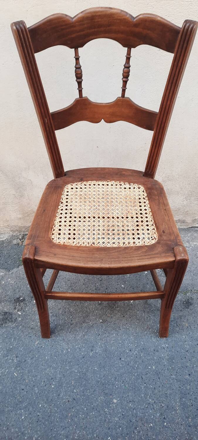 Chaise bois et cannage