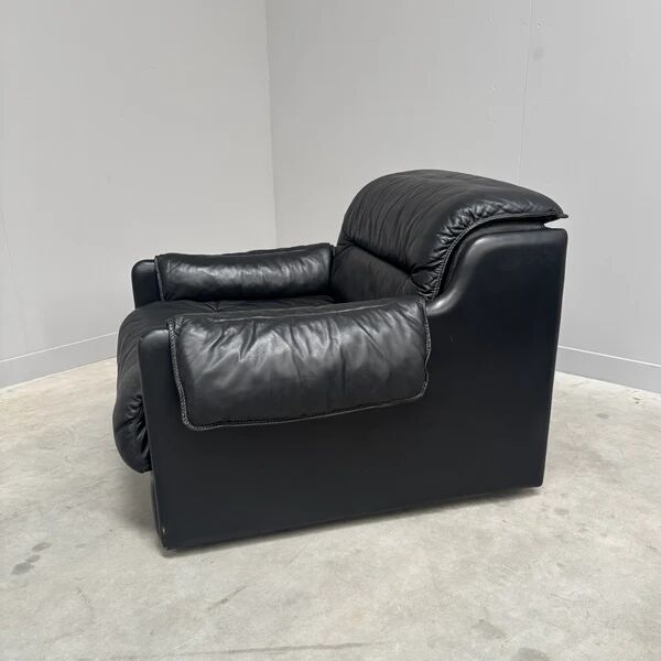 Black leather lounge chair by Dreipunkt, 1970s
