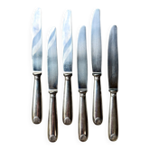 6 couteaux Christofle en métal argenté, décor coquille