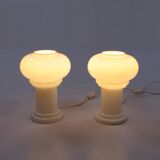 Vintage Set of 2 Opaline glass lamps, 1960 Germany.