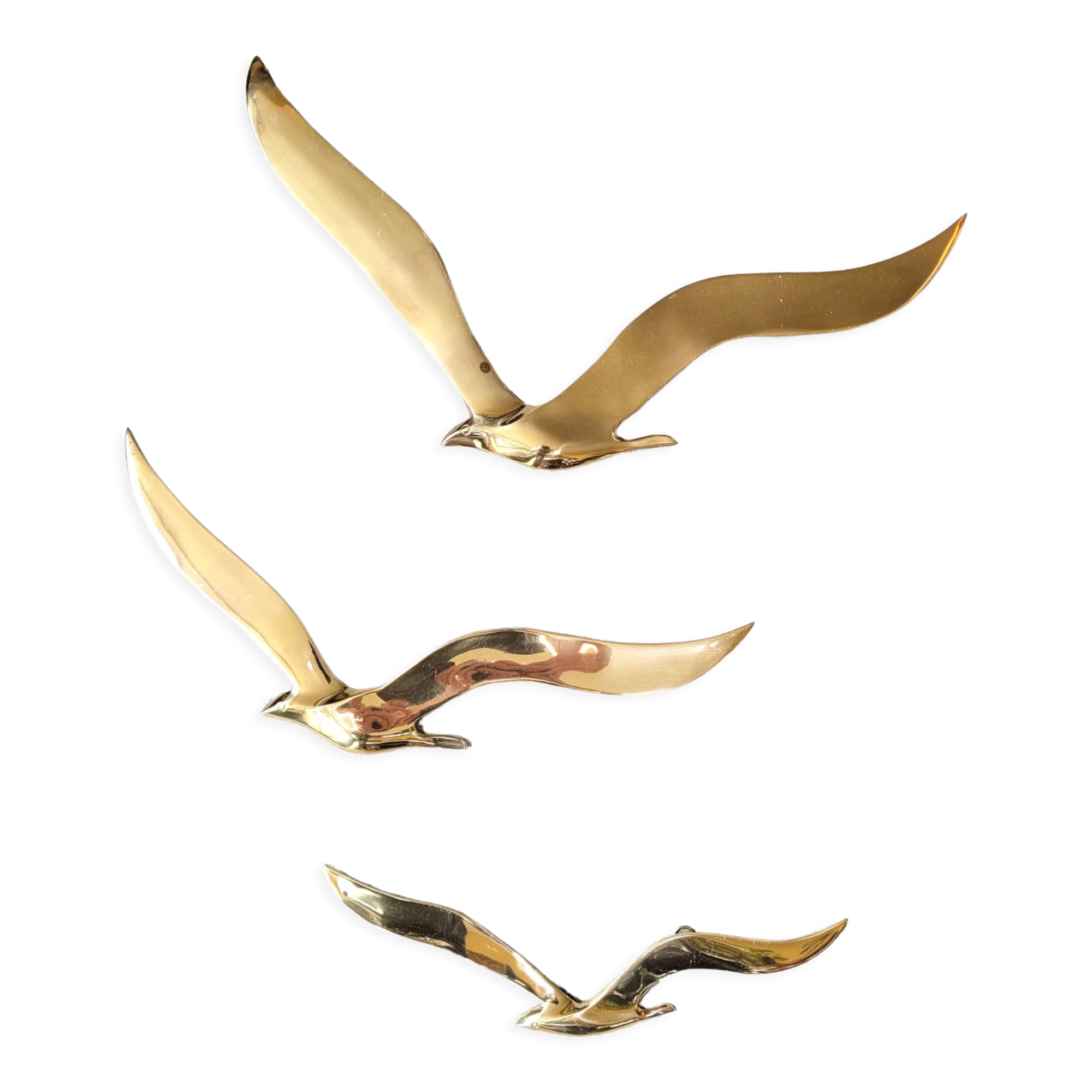 Envolée de 3 mouettes ou hirondelles laiton