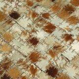 Vintage Square Pouf Goat Leather Patchwork Mosaic Pattern