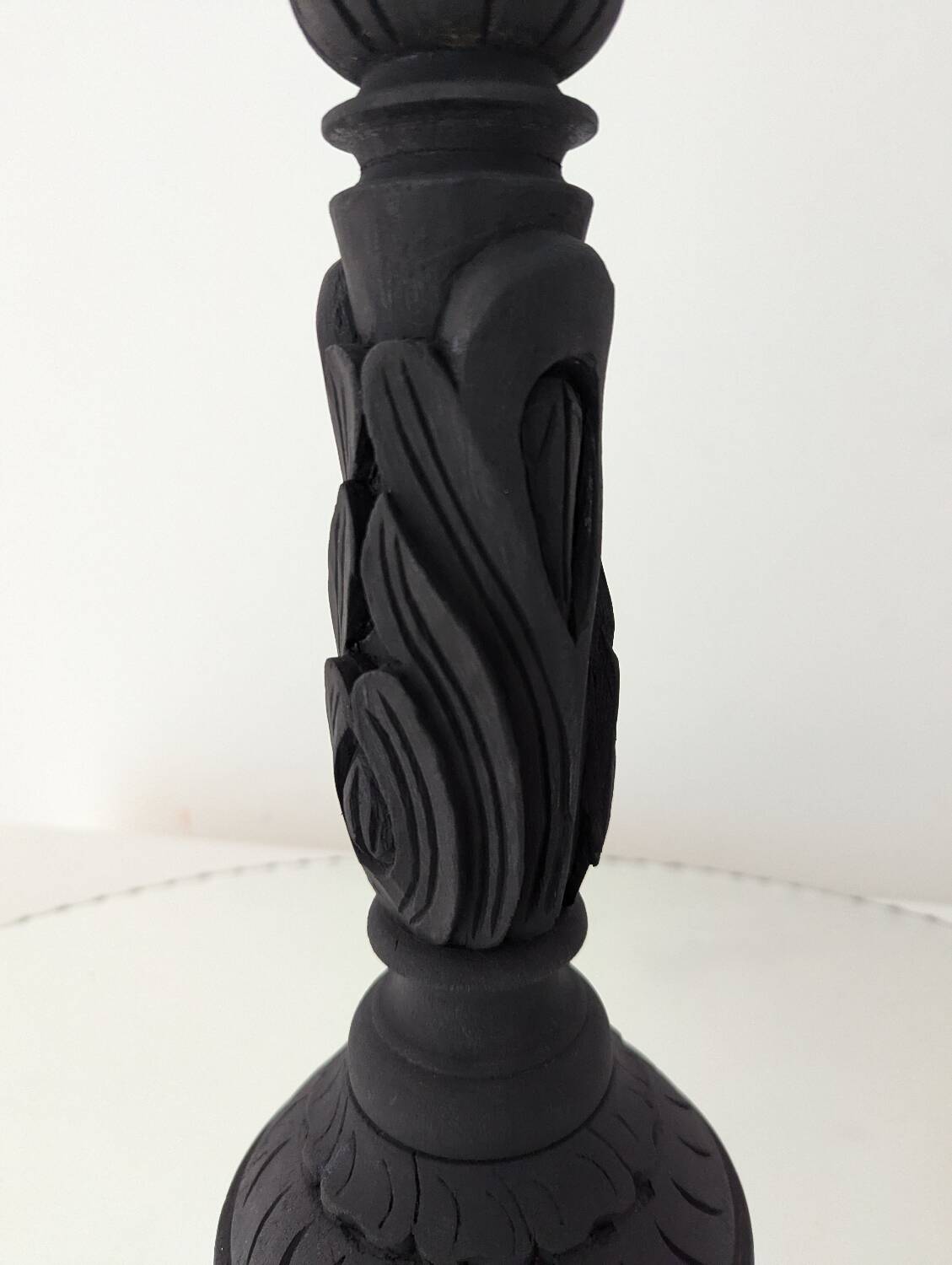 Black wood and brass candle holder