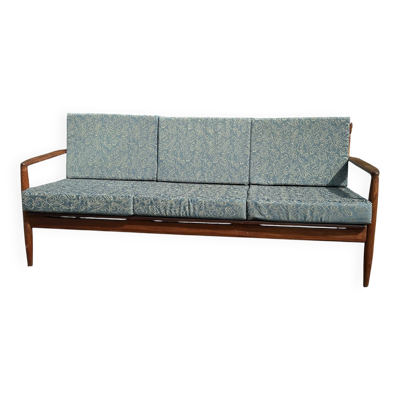 Canapé 3 places vintage scandinave en bois – années 60/70