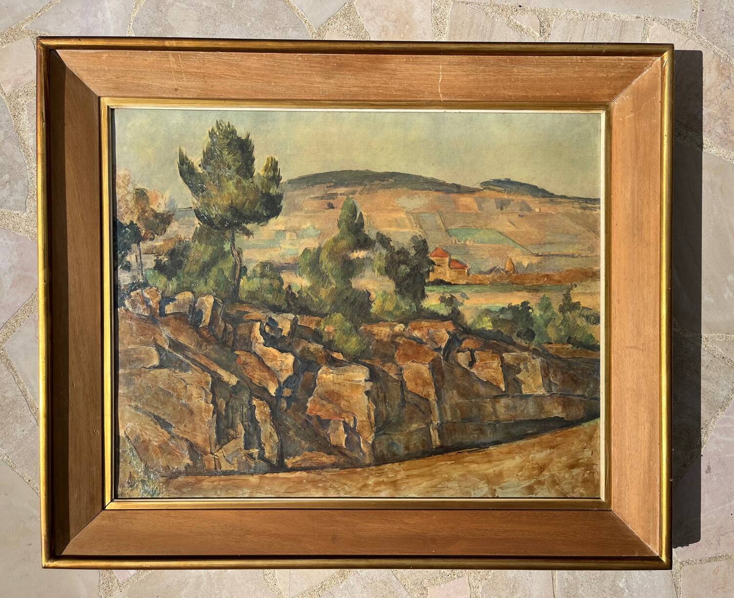 Tableau: Oil on canvas: Reproduction of a Landscape by P Cezanne