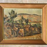 Tableau: Oil on canvas: Reproduction of a Landscape by P Cezanne