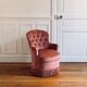 Pink velvet toad armchair